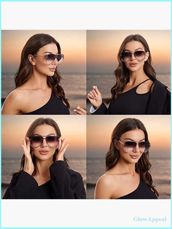Oversized Retro Aviator Sunglasses Women UV Protection main image 5